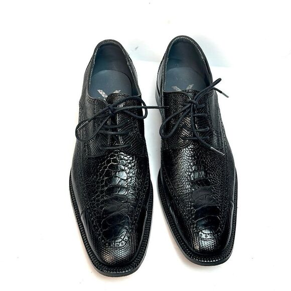 David X Genuine Lizard and Ostrich Men's Dress Shoes Black Size 9.5 - Picture 3 of 14